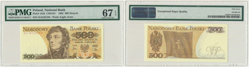 500 złotych 1982 - GL - PMG 67 EPQ Banknot opatrzony certyfikatem PMG z oceną PM...