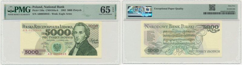 5.000 złotych 1982 - AB - PMG 65 EPQ Banknot opatrzony certyfikatem PMG z oceną ...