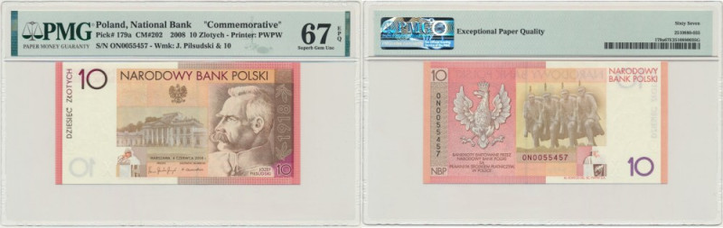 10 złotych 2008 - 90. Rocznica Odzyskania Niepodległości - PMG 67 EPQ Banknot op...