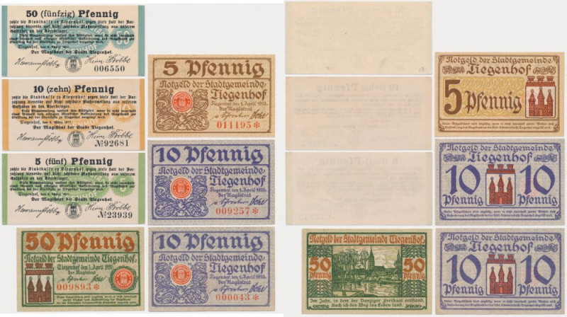 Tiegenhof, 10-50 Pfennig 1917-21 (7 pcs.) Zestaw bonów z Nowego Dworu Gdańskiego...