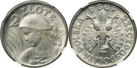 Kobieta i kłosy, 2 złote Filadelfia 1924 - ODWROTKA - NGC UNC DETAILS