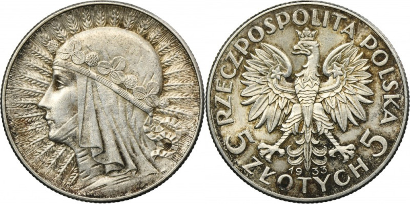 Głowa Kobiety, 5 złotych Warszawa 1933 Reference: Parchimowicz 116c
Grade: XF