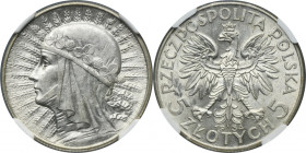 Głowa Kobiety, 5 złotych Warszawa 1934 - NGC AU58