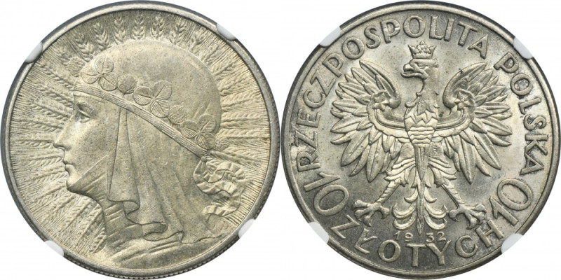 Głowa Kobiety, 10 złotych Londyn 1932 - NGC MS61 Menniczej świeżości moneta z oc...