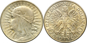 Głowa Kobiety, 10 złotych Londyn 1932