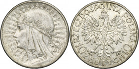 Głowa Kobiety, 10 złotych Londyn 1932