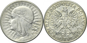 Głowa Kobiety, 10 złotych Londyn 1932