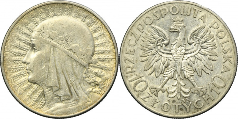 Głowa Kobiety, 10 złotych Warszawa 1933 Reference: Parchimowicz 120c
Grade: VF+...