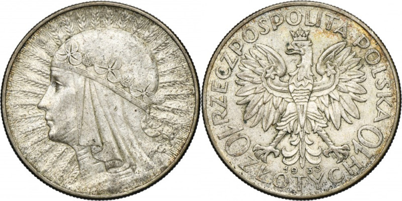 Głowa Kobiety, 10 złotych Warszawa 1933 Reference: Parchimowicz 120c
Grade: VF+...