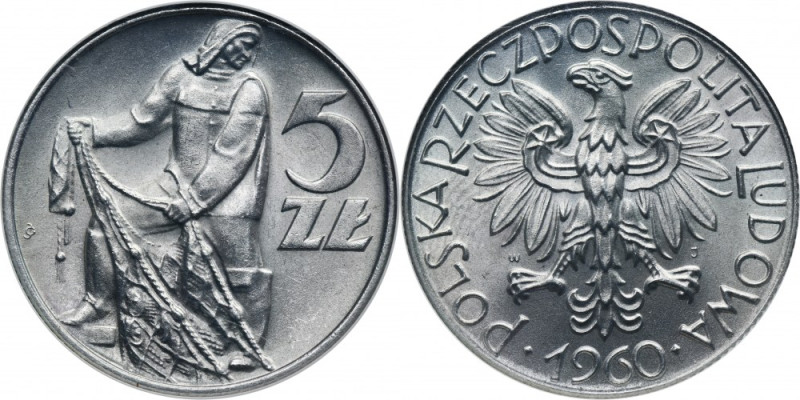 5 złotych 1960 Rybak - GCN I/I Moneta w slabie GCN z oceną I/I.
Reference: Parc...