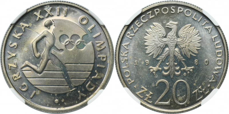 20 złotych 1980 Igrzyska XXII Olimpiady - NGC PF65 CAMEO Moneta wybita stemplem ...