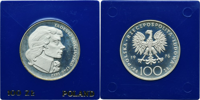 100 złotych 1976 Tadeusz Kościuszko Moneta wybita stemplem lustrzanym bez widocz...