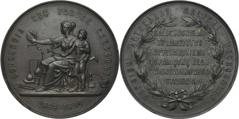 Medal 25 years of the Galician Pharmaceutical Society 1894 - RARE Rare medal on ...