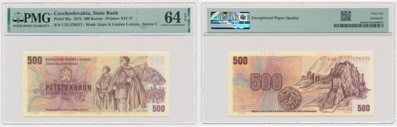 Czechoslovakia, 500 Korun 1973 - PMG 64 EPQ Uncirculated banknote graded 64 EPQ ...