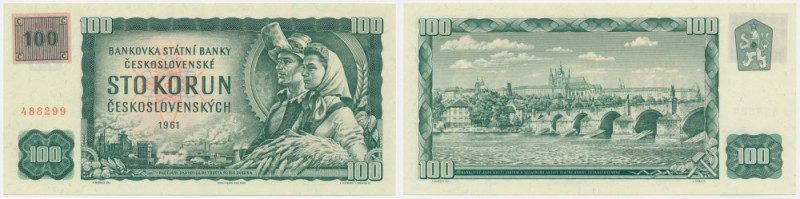 Czech Republik, 100 Korun 1961 (1993) - with stamp - Cirsp note with beautifull ...