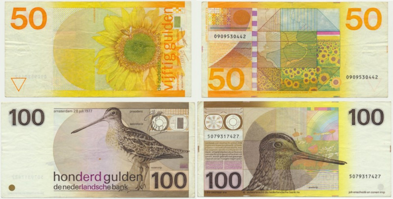 Netherlands, set 50-100 Gulden 1977-82 (2 pcs.) Reference: Pick# 96, 97
Grade: ...