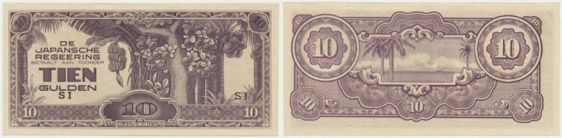 Netherlands East Indies, 10 Gulden (1942) Imperfections around corners that do n...