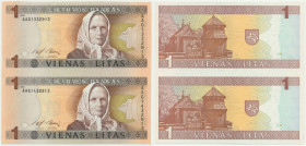 Lithuania, 1 Litas - AAG - uncut pair