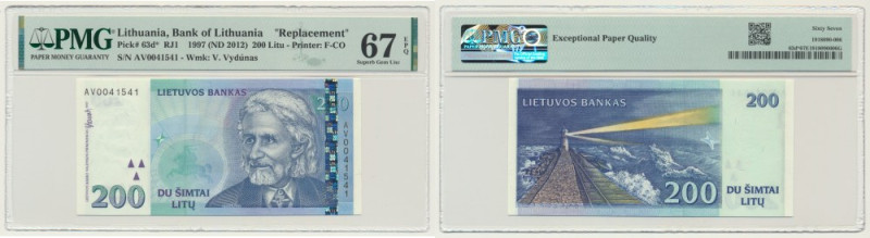 Lithuania, 200 Litu 1997 - PMG 67 EPQ Uncirculated banknote graded 67 EPQ by PMG...