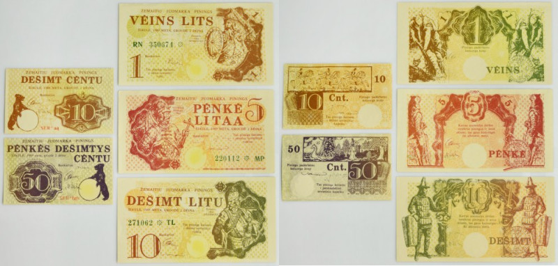 Lithuania, set of 10 Cents - 10 Litu 1989 (7 pcs) Never washed or pressed.
 Egz...