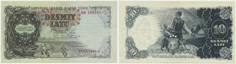 Latvia, 10 Lati 1940 Good eye appeal.&nbsp; Dobra prezencja.&nbsp;
Reference: P...