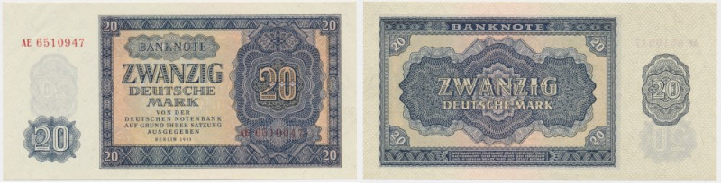 German Democratic Republic, 20 Mark 1955 Imperfections around corners that do no...