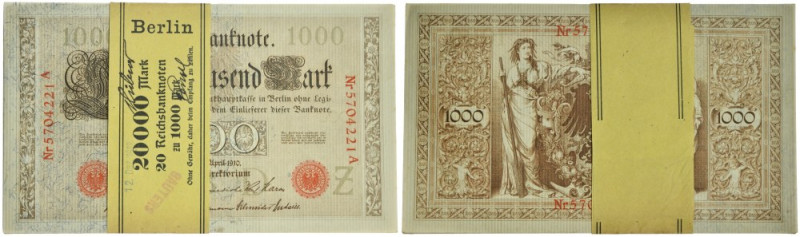 Germany, bank bundle 1.000 Mark 1919 Red seal.&nbsp; 
 
 Odmiana z czerwoną pi...