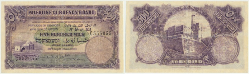 Palestine, 500 mils 1939 - C - Repaired.
 Lubiany i poszukiwany banknot, zbiera...