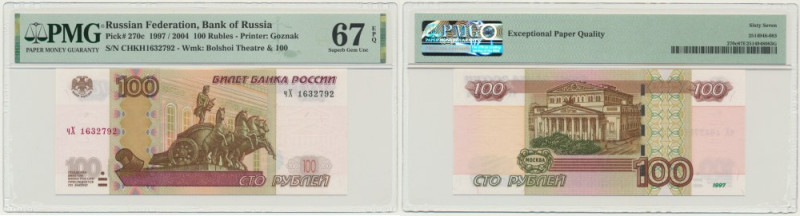 Russia, 100 Rubles 1997 - PMG 67 EPQ Uncirculated banknote graded PMG 67 EPQ.
 ...