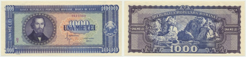 Romania, 1.000 Lei 1950 Cirsp note with beautifull original sheen.
 Egzemplarz ...