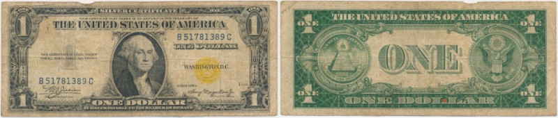 USA, Yellow Seal North Africa Silver Certificate, 1 Dollar 1935 - Julian & Morge...