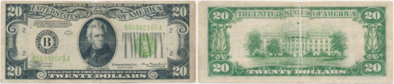 USA, Green Seal, New York, 20 Dollars 1934 - Julian & Morgenthau Signatures&nbsp...