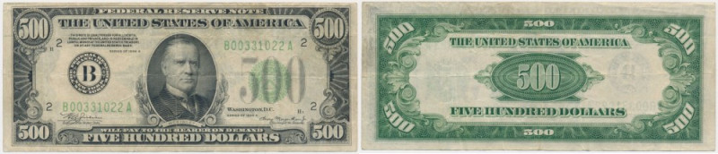 USA, Boston, 500 Dollars 1934 - A - Julian & Morgenthau Never washed or pressed....