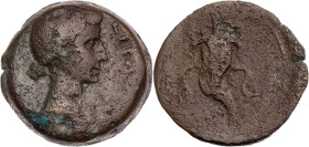ÄGYPTEN ALEXANDRIA
Livia, Gemahlin des Augustus, 27 v. Chr. - 14 n. Chr. AE-Diobol (80 Drachmen) 2. Serie, 19-3/2 v. Chr. Vs.: drapierte Büste n. r.,...