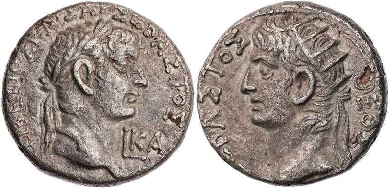 ÄGYPTEN ALEXANDRIA
Tiberius mit Divus Augustus, 14-37 n. Chr. BI-Tetradrachme 3...