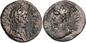 ÄGYPTEN ALEXANDRIA
Nero mit Agrippina minor, 54-59 n. Chr. BI-Tetradrachme 56/57 n. Chr. (= Jahr 3) Vs.: Kopf des Nero mit Lorbeerkranz n. r., Rs.: d...