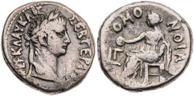 ÄGYPTEN ALEXANDRIA
Nero, 54-68 n. Chr. BI-Tetradrachme 56/57 n. Chr. (= Jahr 3) Vs.: Kopf mit Lorbeerkranz n. r., Rs.: Homonoia sitzt mit Patera n. l...