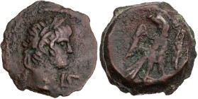 ÄGYPTEN ALEXANDRIA
Nero, 54-68 n. Chr. AE-Hemiobol 59/60 n. Chr. (= Jahr 6) Vs.: Kopf mit Lorbeerkranz n. r., rechts im Feld Jahresangabe, Rs.: Adler...