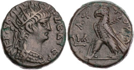 ÄGYPTEN ALEXANDRIA
Nero, 54-68 n. Chr. BI-Tetradrachme 64/65 n. Chr. (= Jahr 11) Vs.: Büste mit Ägis und Strahlenkrone n. r., Rs.: Adler steht mit Pa...