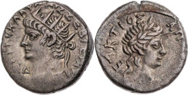 ÄGYPTEN ALEXANDRIA
Nero, 54-68 n. Chr. BI-Tetradrachme 67/68 n. Chr. (= Jahr 14) Vs.: Büste mit Ägis und Strahlenkrone n. l., links im Feld Jahresang...