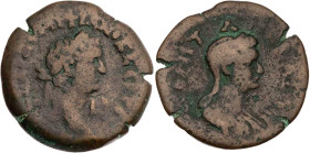 ÄGYPTEN ALEXANDRIA
Domitianus, 81-96 n. Chr. AE-Obol 84/85 n. Chr. (= Jahr 4) Vs.: Kopf des Domitian mit Lorbeerkranz n. r., rechts im Feld Jahresang...