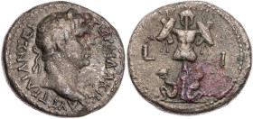 ÄGYPTEN ALEXANDRIA
Traianus, 98-117 n. Chr. BI-Tetradrachme 106/107 n. Chr. (= Jahr 10) Vs.: Kopf mit Lorbeerkranz n. r., Rs.: zwei gefesselte Gefang...