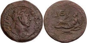 ÄGYPTEN ALEXANDRIA
Traianus, 98-117 n. Chr. AE-Drachme 111/112 n. Chr. (= Jahr 15) Vs.: Kopf mit Lorbeerkranz n. r., Rs.: Nilus lagert mit Schilfrohr...
