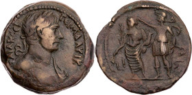 ÄGYPTEN ALEXANDRIA
Traianus, 98-117 n. Chr. AE-Drachme 112/113 n. Chr. (= Jahr 16) Vs.: Büste mit drapierter linker Schulter und Lorbeerkranz n. r., ...