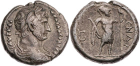 ÄGYPTEN ALEXANDRIA
Hadrianus, 117-138 n. Chr. BI-Tetradrachme 124/125 n. Chr. (= Jahr 9) Vs.: gepanzerte und drapierte Büste mit Lorbeerkranz n. r., ...