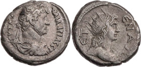 ÄGYPTEN ALEXANDRIA
Hadrianus, 117-138 n. Chr. BI-Tetradrachme 124/125 n. Chr. (= Jahr 9) Vs.: gepanzerte und drapierte Büste mit Lorbeerkranz n. r., ...