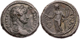 ÄGYPTEN ALEXANDRIA
Hadrianus, 117-138 n. Chr. BI-Tetradrachme 124/125 n. Chr. (= Jahr 9) Vs.: gepanzerte und drapierte Büste mit Lorbeerkranz n. r., ...