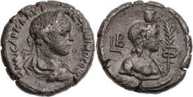 ÄGYPTEN ALEXANDRIA
Elagabal, 218-222 n. Chr. BI-Tetradrachme 218/219 n. Chr. (= Jahr 2) Vs.: gepanzerte und drapierte Büste mit Lorbeerkranz n. r., R...