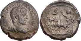 ÄGYPTEN ALEXANDRIA
Elagabal, 218-222 n. Chr. BI-Tetradrachme 221/222 n. Chr. (= Jahr 5) Vs.: gepanzerte und drapierte Büste mit Lorbeerkranz n. r., R...