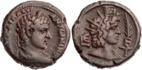 ÄGYPTEN ALEXANDRIA
Elagabal, 218-222 n. Chr. BI-Tetradrachme 221/222 n. Chr. (= Jahr 5) Vs.: gepanzerte und drapierte Büste mit Lorbeerkranz n. r., R...